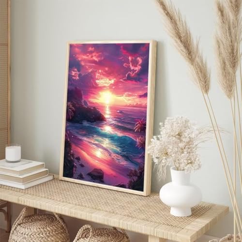 Diamond Painting Erwachsene 100x150cm,Diamond Painting Sonnenaufgang Diamant Painting Bilder Kokosnussbaum,Vollbohrer DIY Diamant Kunst Malerei Stickerei Kreuzstich Bilder Wand Deko,Geschenke BJ-375 von Binaoung