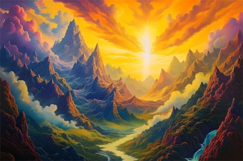 Diamond Painting Erwachsene 100x150cm,Diamond Painting Sonnenaufgang Diamant Painting Bilder Landschaft,Vollbohrer DIY Diamant Kunst Malerei Stickerei Kreuzstich Bilder Wand Deko,Geschenke BJ-597 von Binaoung