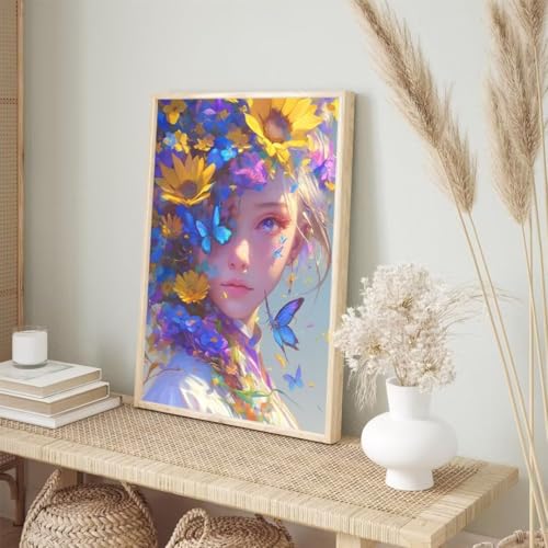 Diamond Painting Erwachsene Kinder 100x150cm, Diamond Painting Frau Diamant Painting Bilder Sonnenblume, Vollbohrer DIY Diamant Kunst Malerei Stickerei Kreuzstich Bilder Wand Deko, Geschenke BJ-387 von Binaoung