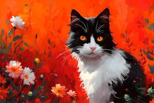 Diamond Painting Erwachsene Kinder 100x150cm,Diamond Painting Katze Diamant Painting Bilder Blume,Vollbohrer DIY Diamant Kunst Malerei Stickerei Kreuzstich Bilder Wand Deko,Mädchen Geschenke BJ-611 von Binaoung