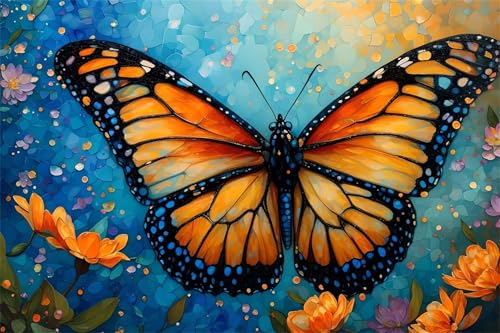 Diamond Painting Erwachsene Kinder 100x150cm,Diamond Painting Schmetterling Diamant Painting Bilder Blume,Vollbohrer DIY Diamant Kunst Malerei Stickerei Kreuzstich Bilder Wand Deko,Geschenke BJ-593 von Binaoung