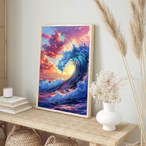 Diamond Painting Erwachsene Kinder 100x150cm,Diamond Painting Wellen Diamant Painting Bilder Himmel,Vollbohrer DIY Diamant Kunst Malerei Stickerei Kreuzstich Bilder Wand Deko,Mädchen Geschenke BJ-389 von Binaoung