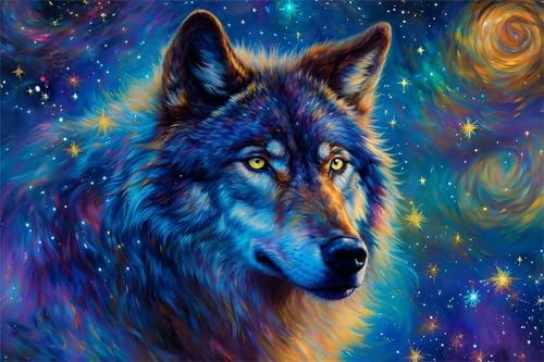 Diamond Painting Erwachsene Kinder 100x150cm,Diamond Painting Wolf Diamant Painting Bilder Sternenhimmel,Vollbohrer DIY Diamant Kunst Malerei Stickerei Kreuzstich Bilder Wand Deko,Geschenke BJ-609 von Binaoung