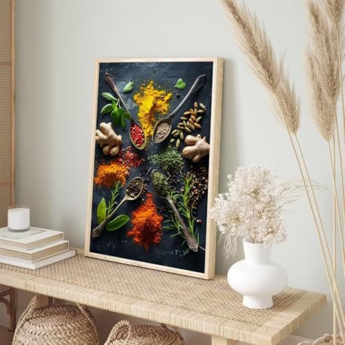 Diamond Painting Erwachsene Kinder 20x30cm, Diamond Painting Küche Diamant Painting Bilder Würze, Vollbohrer DIY Diamant Kunst Malerei Stickerei Kreuzstich Bilder Wand Deko, Mädchen Geschenke BJ-371 von Binaoung