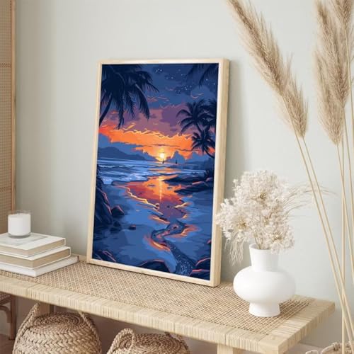 Diamond Painting Erwachsene Kinder 30x40cm,Diamond Painting Abstrakt Diamant Painting Bilder Kokosnussbaum,Vollbohrer DIY Diamant Kunst Malerei Stickerei Kreuzstich Bilder Wand Deko,Geschenke BJ-381 von Binaoung