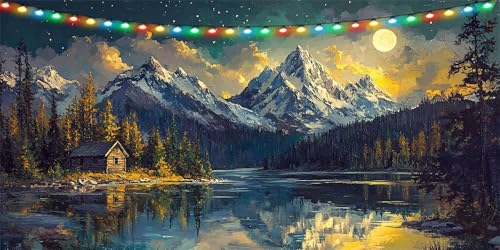 Diamond Painting Landschaft Diamond Painting Erwachsene Groß XXL 100x200cm, DIY Bergspitze Diamant Paintings Bilder, DIY Bastelset Erwachsene Mosaikherstellung Crystal Art Set, Deko Wohnzimmer B1-110 von Binaoung