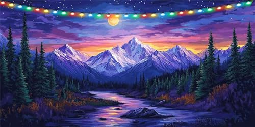 Diamond Painting Landschaft Diamond Painting Erwachsene Groß XXL 30x60cm, DIY Diamond Painting Kinder Nachtansicht Diamant Painting Bilder, DIY Mosaikherstellung Crystal Art Set, Deko Wohnzimmer B1-90 von Binaoung