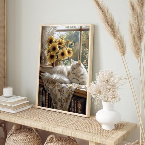 Diamond Painting Sonnenblume Diamond Painting Erwachsene, Katze Diamant Painting Bilder Kinder, DIY Diamant Painting Crystal Art Mosaikherstellung Bastelset, für Wohnzimmer Dekoration 100x150cm BJ-378 von Binaoung