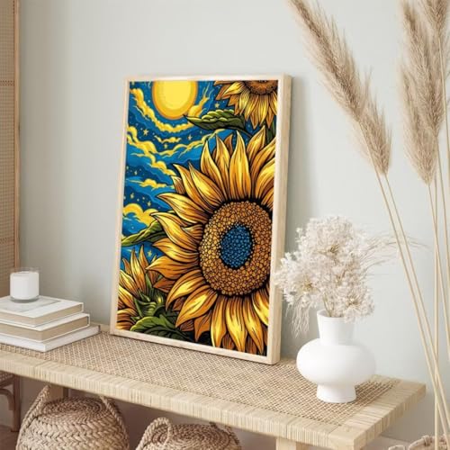 Diamond Painting Sonnenblume Diamond Painting Erwachsene, Sternenhimmel Diamant Painting Bilder Kinder, DIY Diamant Painting Crystal Art Mosaikherstellung Bastelset, Wohnzimmer Deko 100x150cm BJ-382 von Binaoung