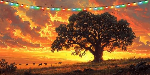 Diamond Painting Sonnenuntergang Diamond Painting Erwachsene Groß XXL 100x200cm, DIY Diamond Painting Kinder Baum Diamant Painting Bilder, DIY Mosaikherstellung Crystal Art Set, Deko Wohnzimmer B1-86 von Binaoung