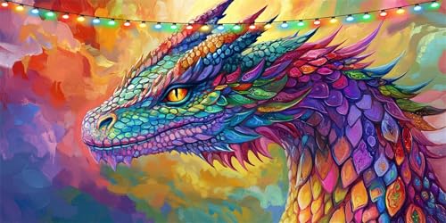 Diamond Painting Tier Diamond Painting Erwachsene Groß XXL 70x140cm, DIY Drachen Diamant Paintings Bilder, DIY Bastelset Erwachsene Mosaikherstellung Crystal Art Set, Deko Wohnzimmer Geschenk B1-126 von Binaoung