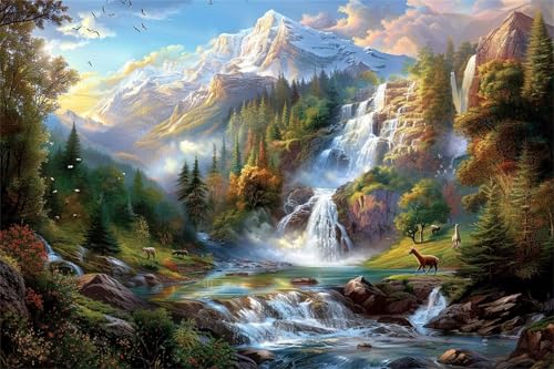 Diamond Painting Wasserfall Diamond Painting Erwachsene, Landschaft Diamant Painting Bilder Kinder, DIY Diamant Painting Crystal Art Mosaikherstellung Bastelset, für Wohnzimmer Deko 20x30cm BJ-800 von Binaoung