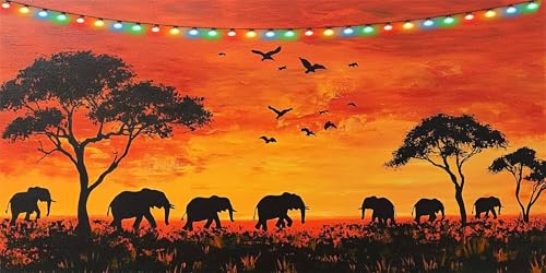 Diamond Painting Wiese Diamond Painting Erwachsene Groß XXL 100x200cm, DIY Elefant Diamant Paintings Bilder, DIY Bastelset Erwachsene Mosaikherstellung Crystal Art Set, Deko Wohnzimmer Geschenk B1-98 von Binaoung