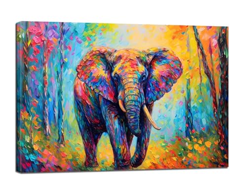 Elefant Malen Nach Zahlen Erwachsene, Malen Nach Zahlen Bunt Paint by Numbers Anfänger, DIY Handgemalt Leinwand Ölgemälde Kit mit Pinseln und Acrylpigment, Ohne Rahmen, Zimmer Deko 20x28 Zoll BJ-270 von Binaoung