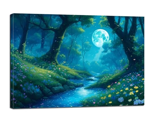 Malen Nach Zahlen Erwachsene Wald Malen Nach Zahlen Mond Malen Nach Zahlen Kinder,DIY Handgemalt Ölgemälde Paint by Numbers Bastelset mit Pinseln und Acrylfarbe,Geschenke,100x150cm (Rahmenlos) BJ-61 von Binaoung