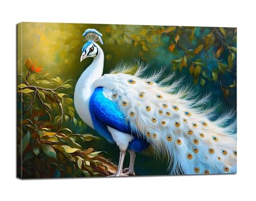 Pfau Malen Nach Zahlen Erwachsene, Malen Nach Zahlen Tier Paint by Numbers Anfänger, DIY Handgemalt Leinwand Ölgemälde Kit mit Pinseln und Acrylpigment, Ohne Rahmen, Zimmer Deko 20x28 Zoll BJ-214 von Binaoung