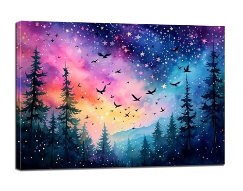 Sternenhimmel Malen Nach Zahlen Erwachsene,Malen Nach Zahlen Wilde Gans Paint by Numbers,DIY Handgemalt Leinwand Ölgemälde Kit mit Pinseln und Acrylpigment,Ohne Rahmen,Zimmer Deko 12x16 Zoll BJ-218 von Binaoung