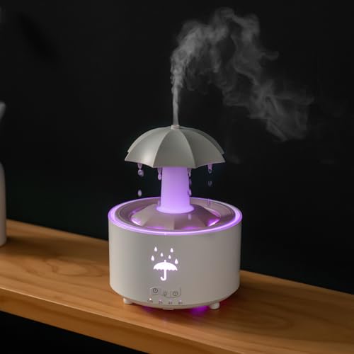 Aroma Diffuser für Schlafzimmer, Rotierender Regenwolken Luftbefeuchter, 350mL Rotierender DuftöL Diffuser,Air Diffuser Humidifier mit 7 Farben LED-Licht & Timing-Funktion Defuser von Bindokun