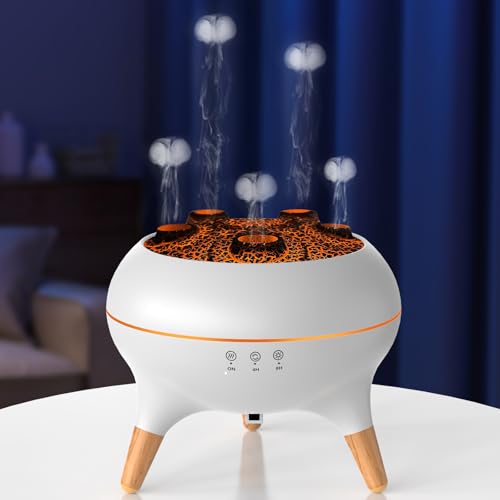 Flammen Aroma Diffuser, 250mL Luftbefeuchter Schlafzimmer, 2 Spray Muster DuftöL Diffuser,Air Diffuser Humidifier mit 7 Farben LED-Licht & Timing-Funktion Defuser für Kinder (Stil1) von Bindokun