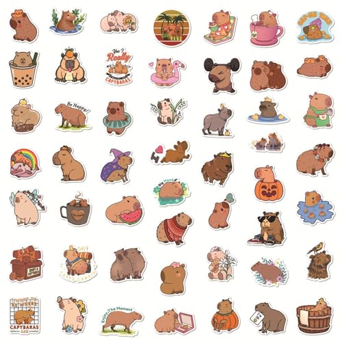 Biniveil Cartoon Capybara Aufkleber, wasserdichte Kunst Decals Wasserflasche Aufkleber, Graffiti Kunst Aufkleber Wiederverwendbare PVC Dekorative Aufkleber für Wasserflaschen, Laptop, Notebooks von Biniveil