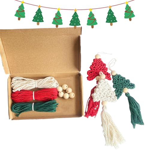 Biniveil Makramee-Weihnachtsschmuck, Makramee-Dekoration, Makramee-Ornamente, Weihnachtsbaum-Anhänger, Makramee-Starter für Weihnachtsbaum, Kamin von Biniveil