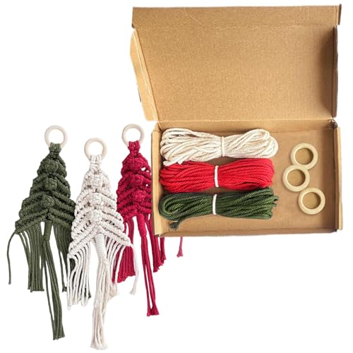 Biniveil Makramee Weihnachtsschmuck - Weihnachtsbaum Makramee Ornament | Makramee Ornamente, Weihnachtsbaum Anhänger, Makramee Starter für Weihnachtsbaum Kamin von Biniveil