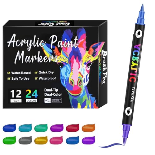 Biniveil Marker mit Doppelspitze, Kunststift-Set, Kunstmarker für Erwachsene, Kinder, Acryl, Skizzieren, Zeichnen, Marker für Künstler, Schulbedarf von Biniveil