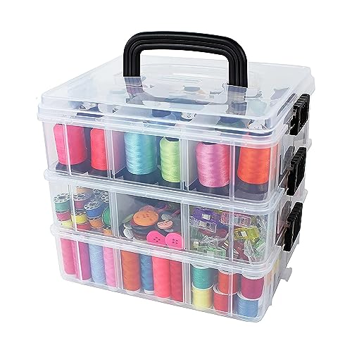 Bins & Things JTJ Sourcing Stapelboxen Aufbewahrungsbox 18 Fächern – Transparent – Bastelzubehör – Sortierbox Perlen – Ordnungsboxen – Boxen Aufbewahrung von Bins & Things