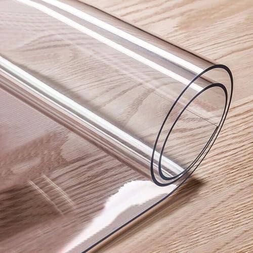 BioFactur Tischfolie transparent nach maß | glasklar durchsichtige tischdecke | 2 mm tischschutz transparent | Abwaschbar | Gerader Kante schreibtischunterlage transparent (Transparent, 100 x 110 cm) von BioFactur