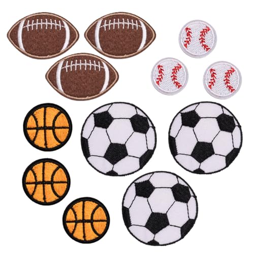 Aufnäher zum Aufbügeln, Fußball-Applikation, bestickt, zum Aufnähen, Sport-Patches für Kleidung, Hosen, Hüte, 12 Stück von Biookhm