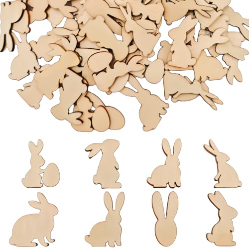 100 Stück Holz Hasen Streudeko, DIY Häschen Konfetti Streudeko, Ostern Tischdeko Confetti, für Ostern Geschenke Basteln, Draußen Kindergeburtstag Party Deko von Bipl