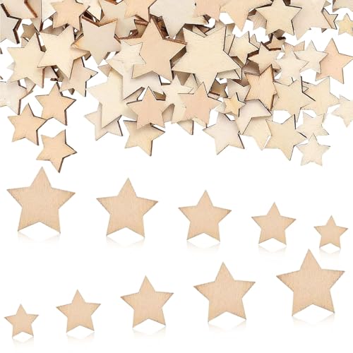 200 Stück Streudeko Weihnachten Konfetti, Holzsterne Sechszackiger Weihnachten, Streudeko Weihnachten Sterne Deko, für Weihnachts Deko Hochzeit DIY Basteln Party Tischdeko (6mm 8mm10mm12mm15mm) von Bipl