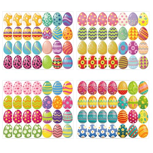 256 Stück Ostern Aufkleber, Ostereier Deko Sticker, Kinder Selbstklebend Osteraufkleber, DIY Basteln Deko Ostereier Aufkleber Set, für Jungen und Mädchen zum Ostern Deko Basteln Karten Geschenk von Bipl