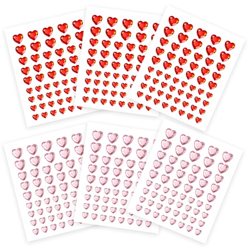 360 Stücke Herz Selbstklebend Aufkleben, Glitzer Kristall Edelsteine Aufkleber, Valentinstag Herz Basteln Strass Sticker, für Valentinstag Hochzeit Gästebuch Geschenkbeutel DIY Handwerk Dekoration von Bipl