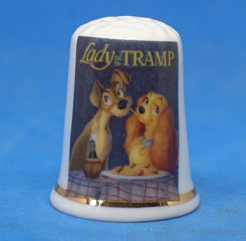 Birchcroft China Birchcroft Porzellan-Fingerhut zum Sammeln – Lady & Tramp Filmposter – Kuppelbox von Birchcroft China