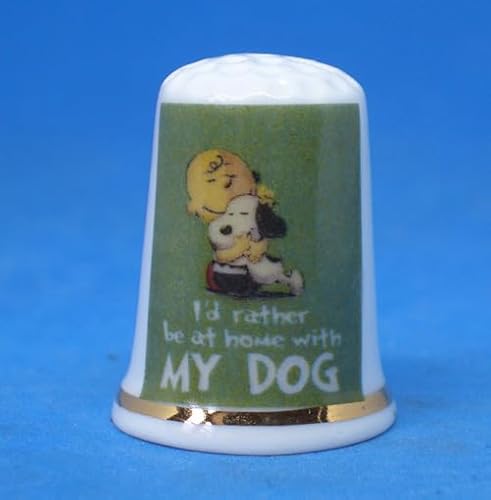 Birchcroft Fingerhut aus Porzellan, Sammlerstück, "Home with my Dog", mit Displaybox von Birchcroft China