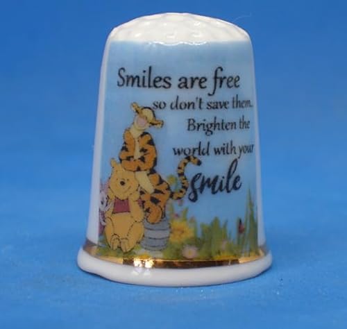 Birchcroft Fingerhut aus Porzellan, Sammlerstück, Smiles are Free, mit Displaybox von Birchcroft China