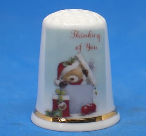 Birchcroft Fingerhut aus Porzellan, Sammlerstück, "Thinking of You", Kuppelbox von Birchcroft China