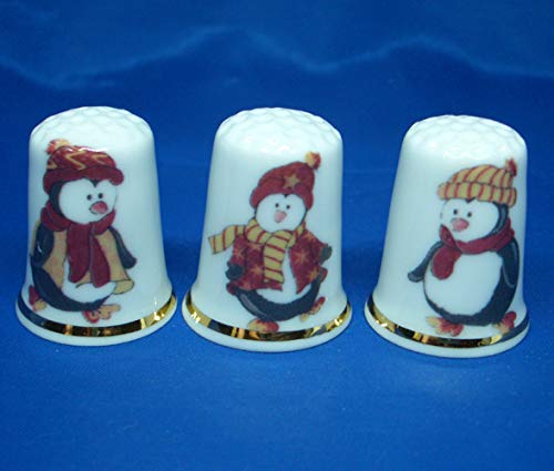 Birchcroft Porzellan-Fingerhüte, zum Sammeln, Weihnachts-Pinguine von Birchcroft China