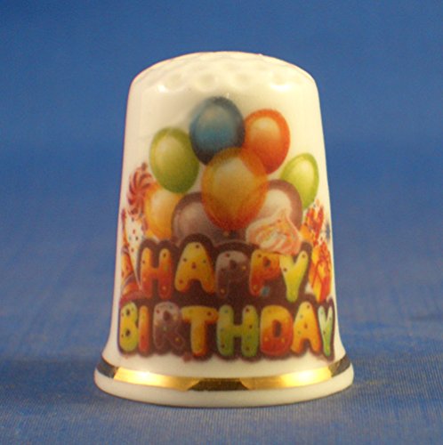 Birchcroft Porzellan-Fingerhut, zum Sammeln, mit Aufschrift Happy Birthday von Birchcroft China