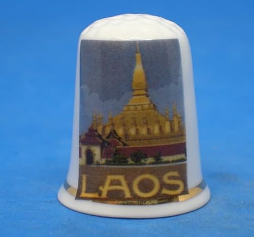 Birchcroft Porzellan-Fingerhut zum Sammeln, Reiseposter Laos, Kuppelbox von Birchcroft China