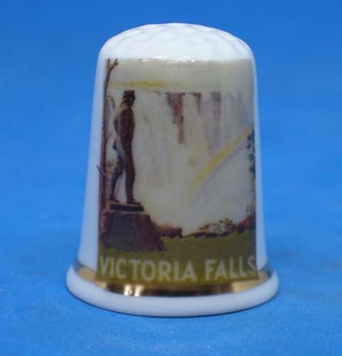 Birchcroft Porzellan-Fingerhut zum Sammeln, Reiseposter Victoria Falls, Kuppelbox von Birchcroft China