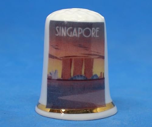 Birchcroft Porzellan-Fingerhut zum Sammeln, Singapur-Reiseposter, Kuppelbox von Birchcroft China