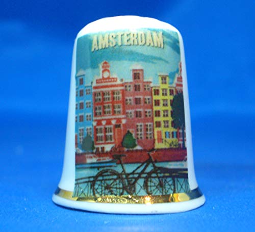 Birchcroft Porzellan-Fingerhut zum Sammeln – Reise-Poster Amsterdam – inklusive Box von Birchcroft China