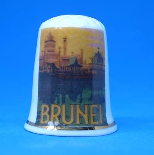 Birchcroft Porzellan-Fingerhut zum Sammeln – Reiseposter Brunei – mit Box von Birchcroft China