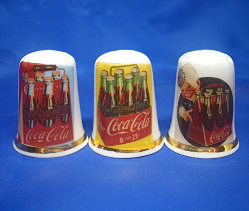 Porzellan-Fingerhüte, 3 Stück, Coca Cola 6 Stück von Birchcroft China