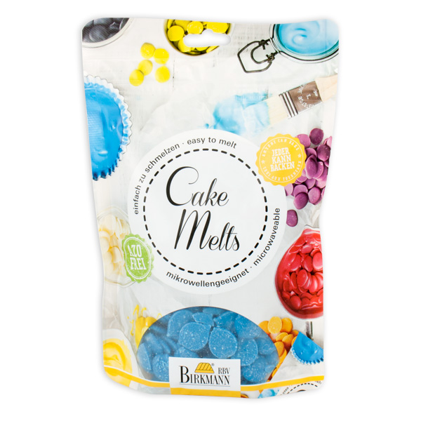 Glasur Cake Melts in Blau, 250 g für Torten, Kuchen oder Cake Pops von Birkmann