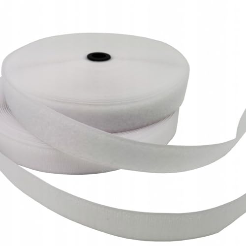 Klettverschluss Klettband Haken Flausch zum Aufnähen Nähen Hakenband + Flauschband hohe Verschlusskraft (Länge 10m, Weiß 20 mm) von BirnePower