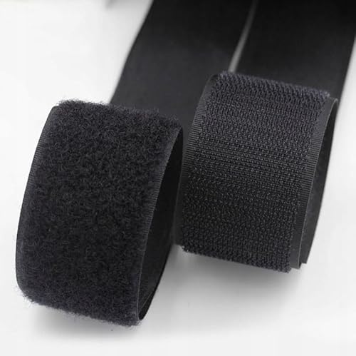 Klettverschluss Klettband Haken Flausch zum Aufnähen Nähen Hakenband + Flauschband hohe Verschlusskraft (Länge 5m, Schwarz 20 mm) von BirnePower