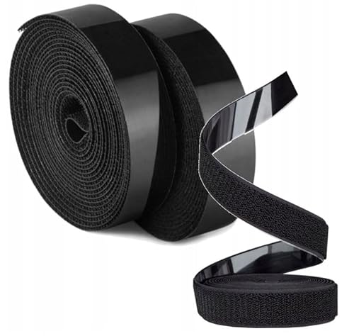 Klettverschluss Klettband Haken und Flauschband selbstklebend Breite 20mm Extra Stark Doppelseitig (Schwarz 25m) von BirnePower